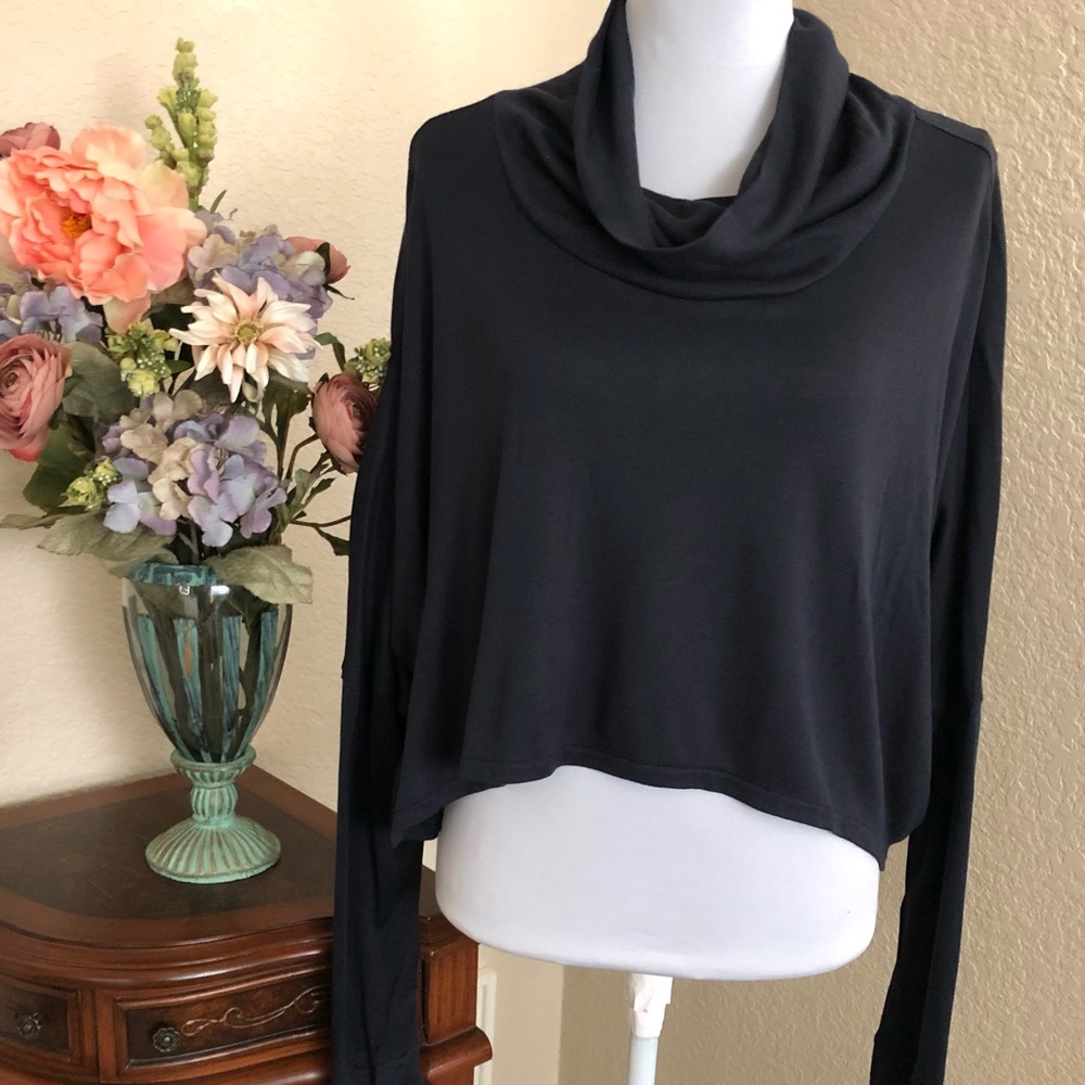 eryn brinie Lightweight Cropped Cowl Neck Top